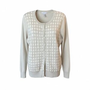 Charter Club Tan Cream Gold Cardigan Sweater Large Holiday Party